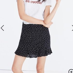 Madewell Silk Ruffle Edge Star Scatter Skirt Black